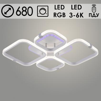 Люстра DK06355C/4 PR WT+CR белый/хром 100W+8W LED RGB 3000K-6000K d680 ПДУ(ИК) диммер, HN24